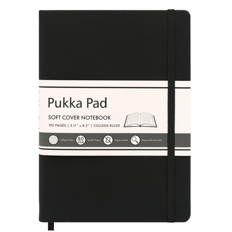 Soft Cover A5 Notebook College Ruled in Black