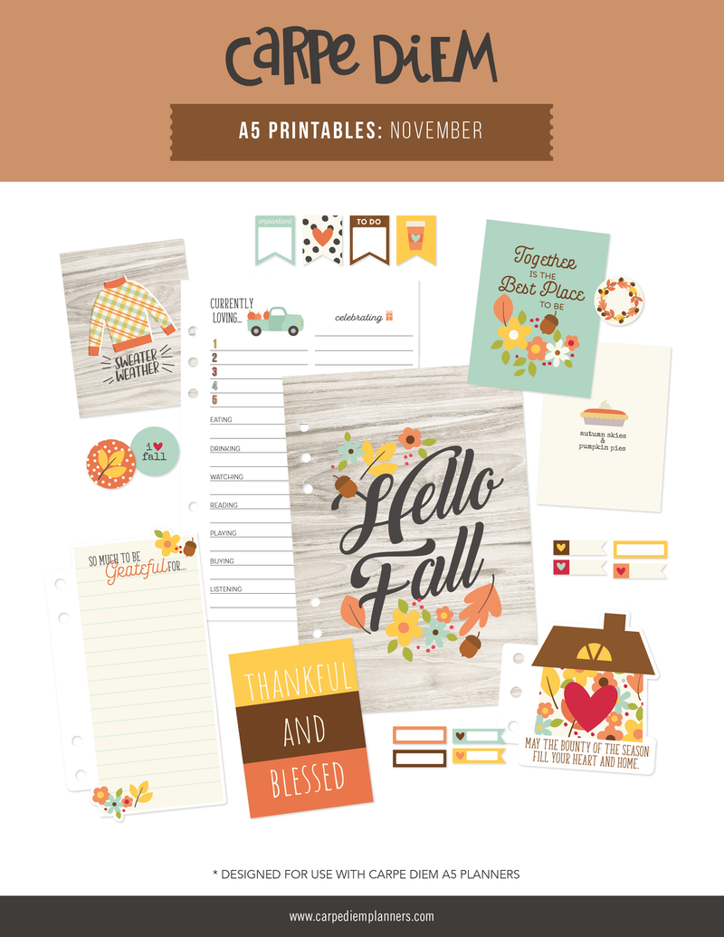 Carpe Diem November free A5 planner printable