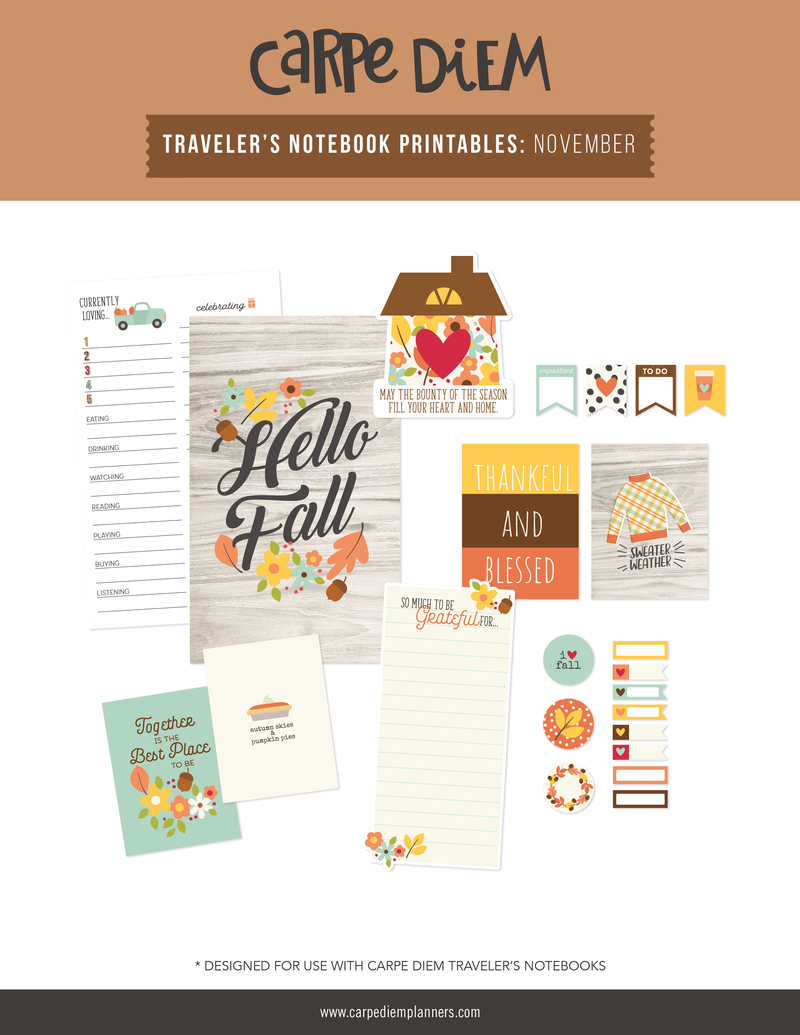 Traveler's Notebook Printables -November Freebie