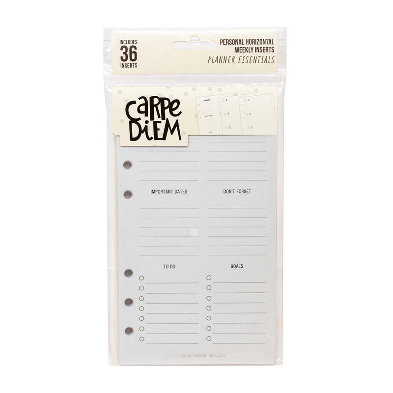 Horizontal Format Weekly Personal Planner Inserts