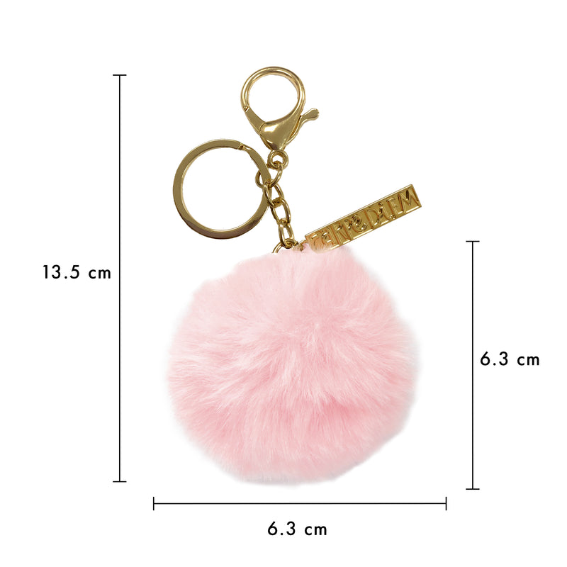 Pink faux fur pom pom 