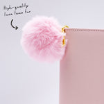 Pink faux fur pom pom 