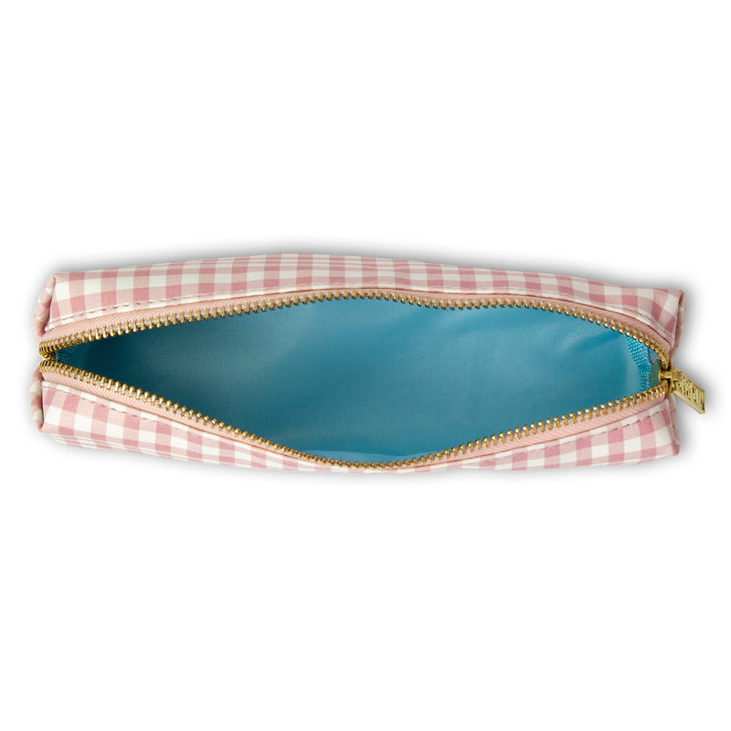 Carpe Diem ballerina pink check slim pencil case