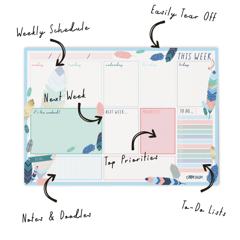 Feathers weekly planner pad