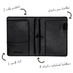 Black A6 notebook and passport holder