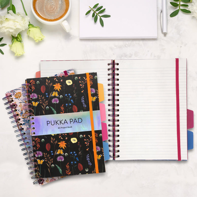 Bloom 5-subject hardcover notebook - Pack of 3 assorted colors