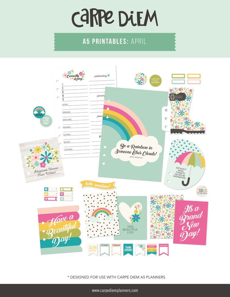 Carpe Diem A5 Planner printable freebie April