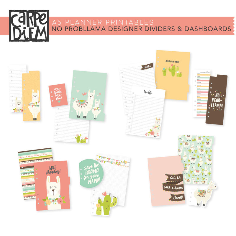 No ProbLlama A5 Planner Printables - Designer Dividers & Dashboards