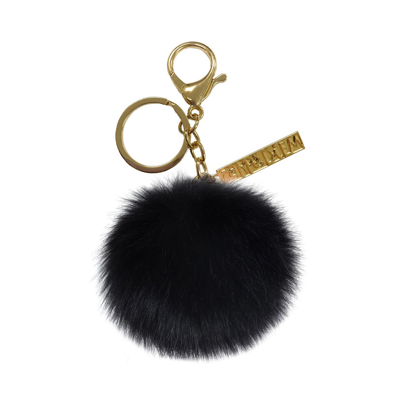 Black faux fur keyring 