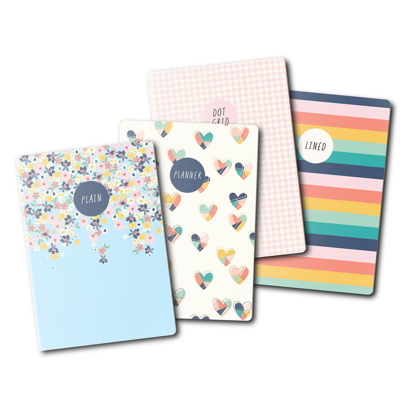 Hearts Assortment A6 Notebooks - 4 Pack