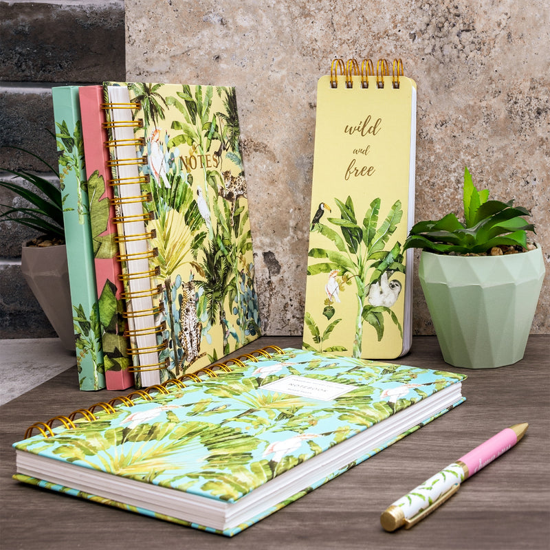 Carpe Diem x La Papelaria, Hard Cover Spiral Notebook in Tropical Print